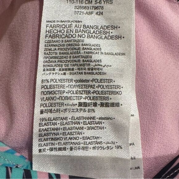 Hurley Tropical Pink Blue Two Piece Bathing Swimsuit Girls 5-6 - Picture 3 of 3